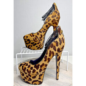 London Trash Leopard Print Platform Heels Ankle Strap Pumps Women’s Size 8.5 REA